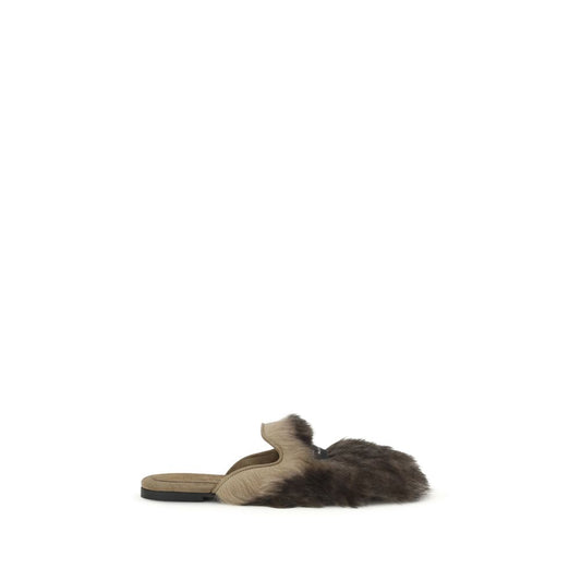 Dolce & Gabbana Gray Lamb Ovis Aries Mules