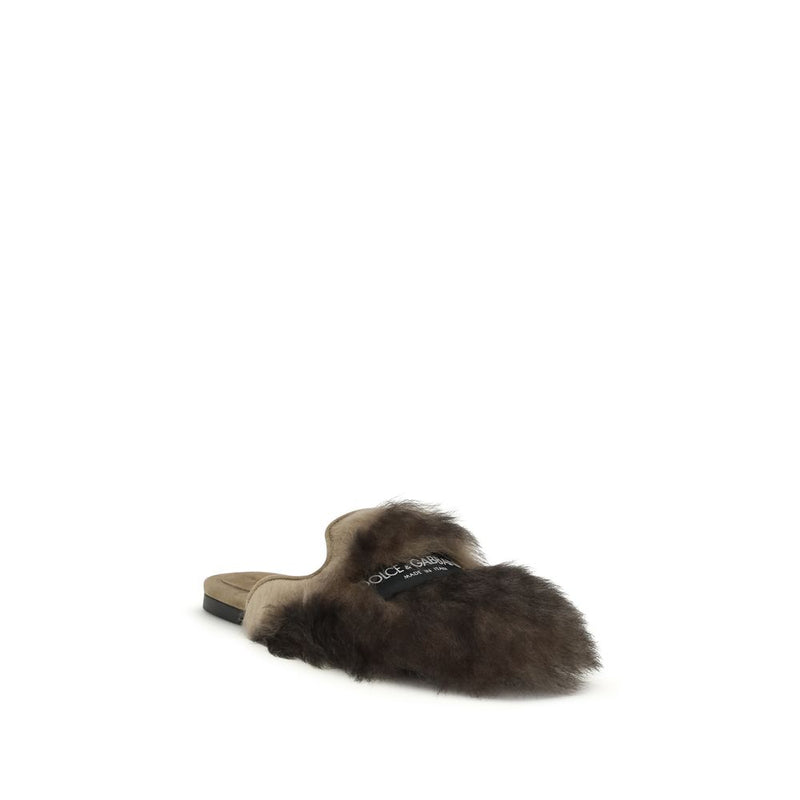 Dolce & Gabbana Gray Lamb Ovis Aries Mules