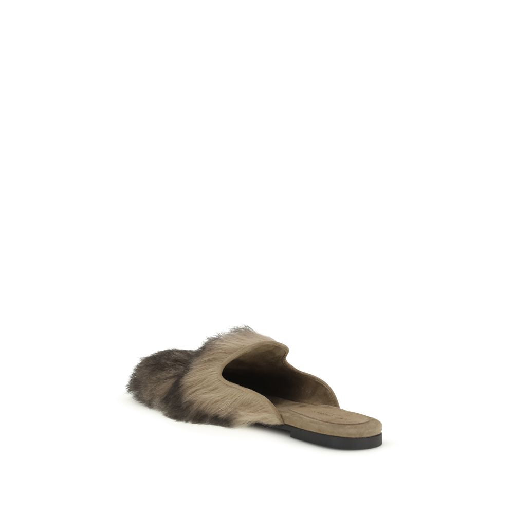 Dolce & Gabbana Gray Lamb Ovis Aries Mules