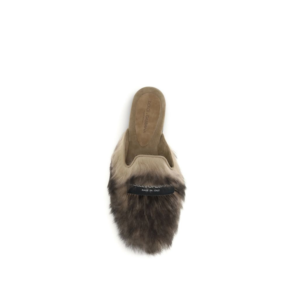 Dolce & Gabbana Gray Lamb Ovis Aries Mules