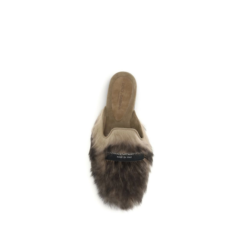 Dolce & Gabbana Gray Lamb Ovis Aries Mules