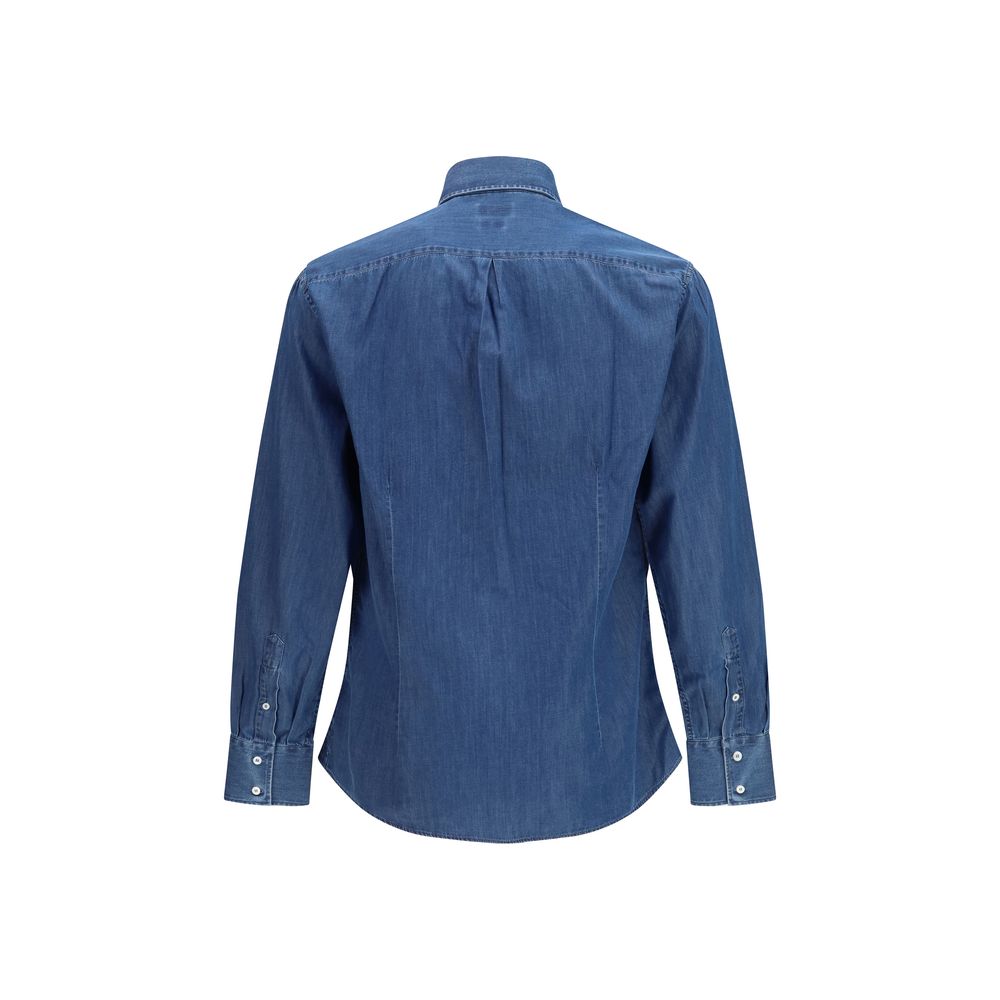 Brunello Cucinelli Blue Denim Shirt for Men