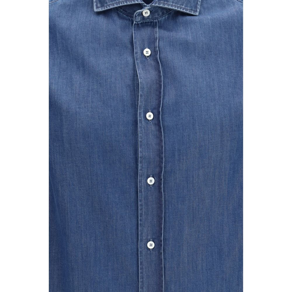 Brunello Cucinelli Blue Denim Shirt for Men