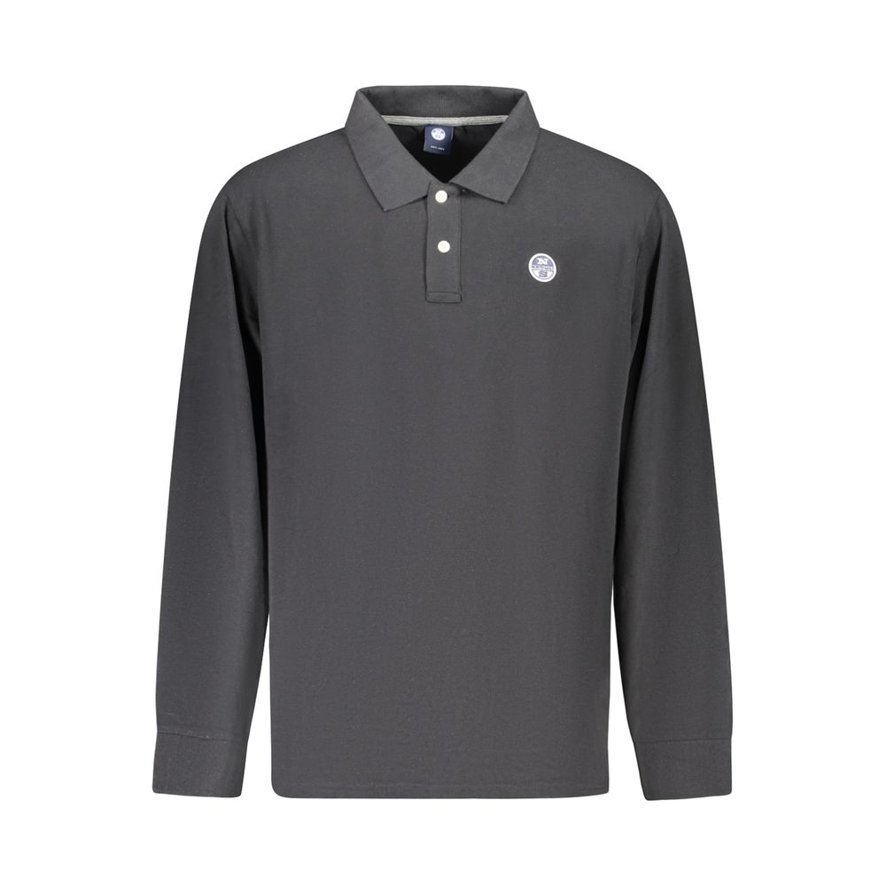 North Sails Black Cotton Long-Sleeved Polo Shirt for Men