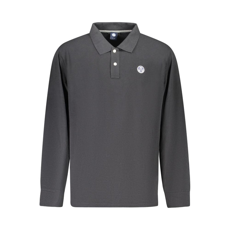 North Sails Black Cotton Long-Sleeved Polo Shirt for Men
