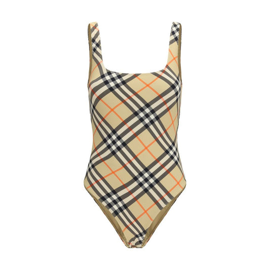 Burberry Check Beige Polyamide One-Piece Swimsuit