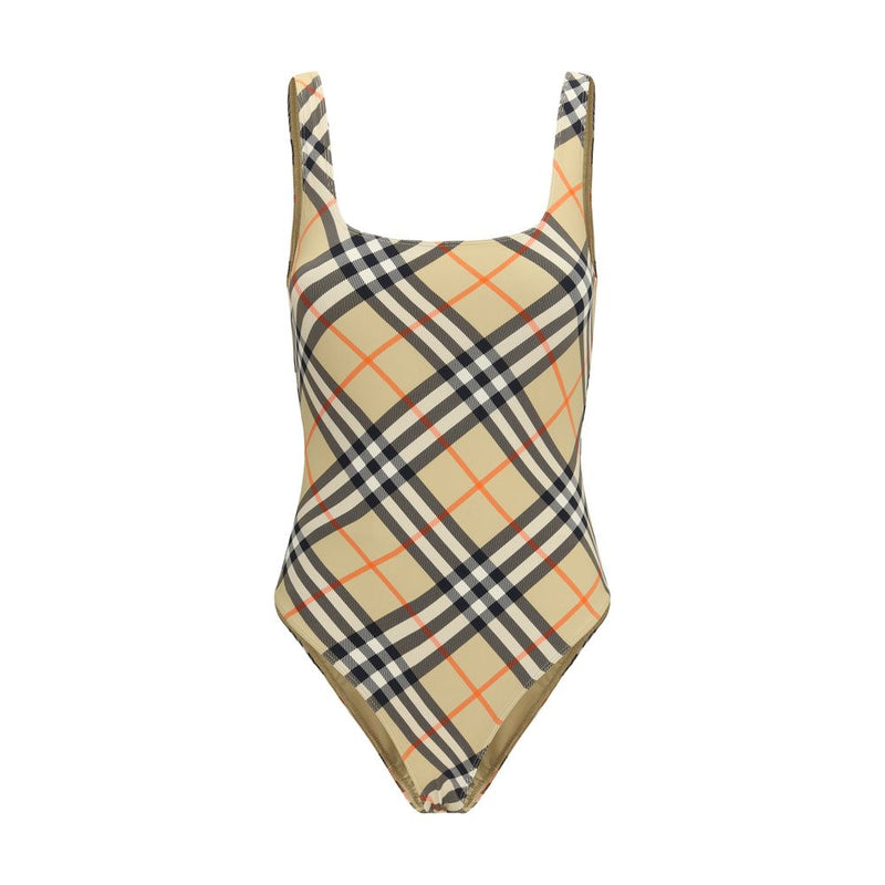 Burberry Check Beige Polyamide One-Piece Swimsuit