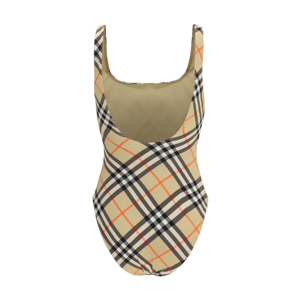 Burberry Check Beige Polyamide One-Piece Swimsuit
