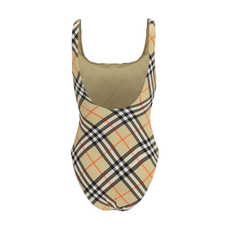 Burberry Check Beige Polyamide One-Piece Swimsuit