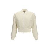 Balenciaga Beige Polyester Cropped Bomber Jacket