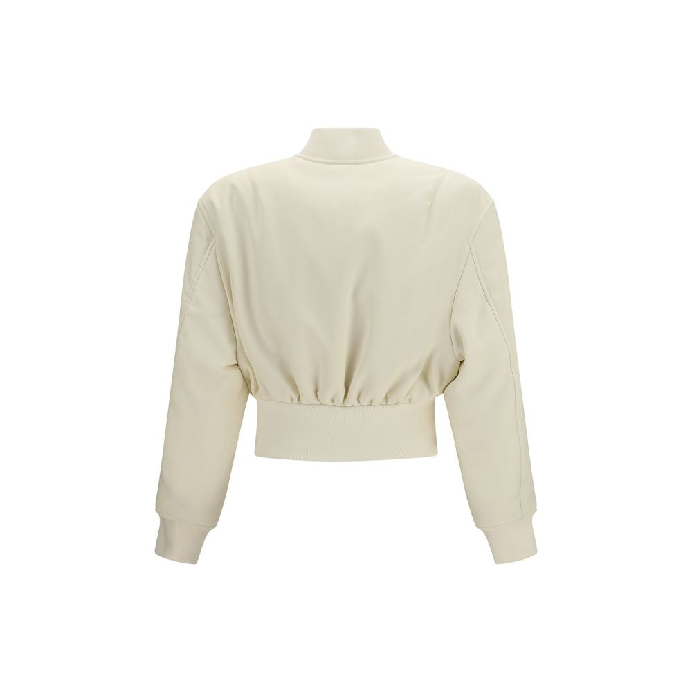 Balenciaga Beige Polyester Cropped Bomber Jacket