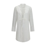 Maison Margiela White Cotton Casual Dress with Raw-Edge Detail