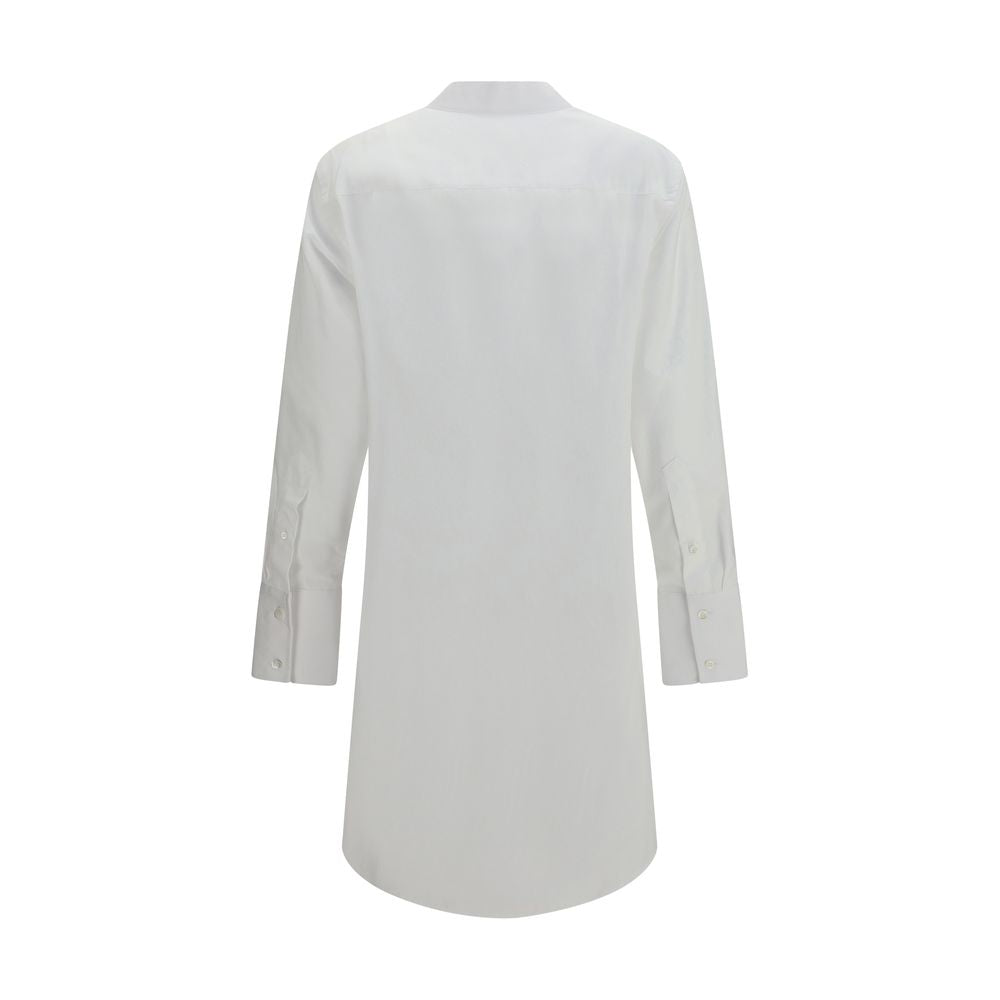 Maison Margiela White Cotton Casual Dress with Raw-Edge Detail