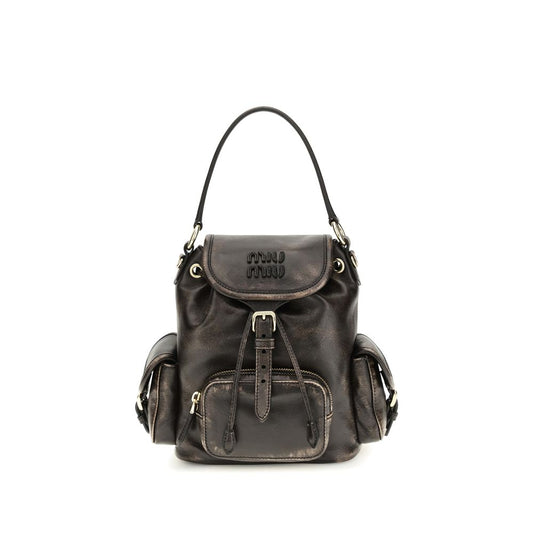 Sac à dos Miu Miu en cuir de veau marron