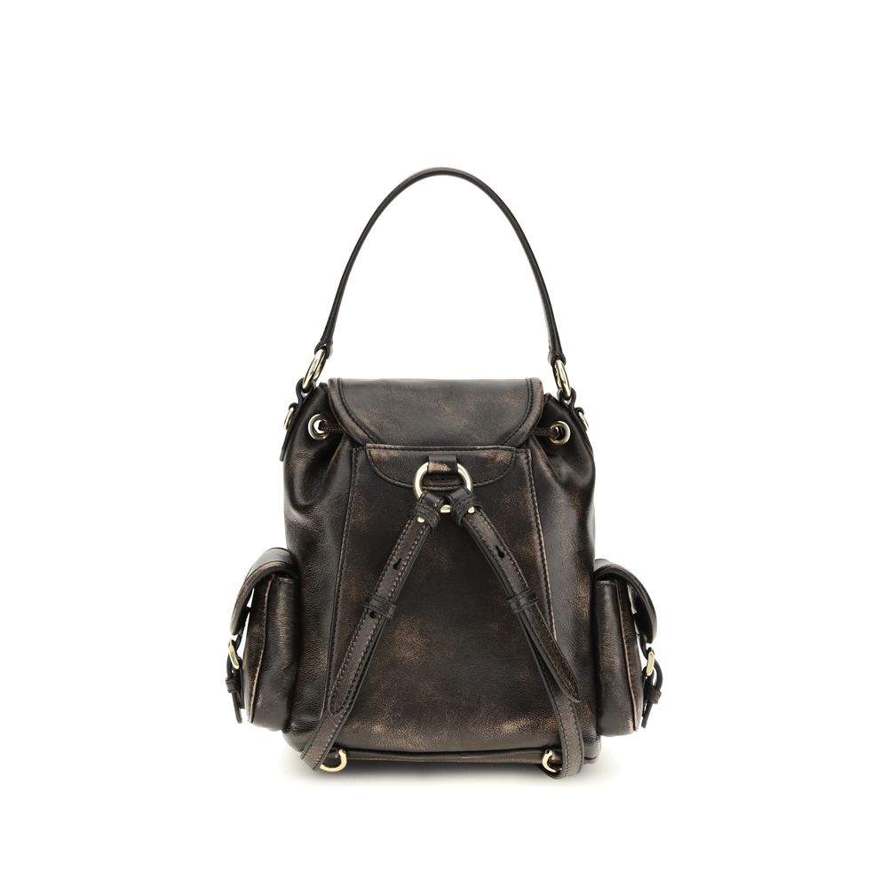Sac à dos Miu Miu en cuir de veau marron