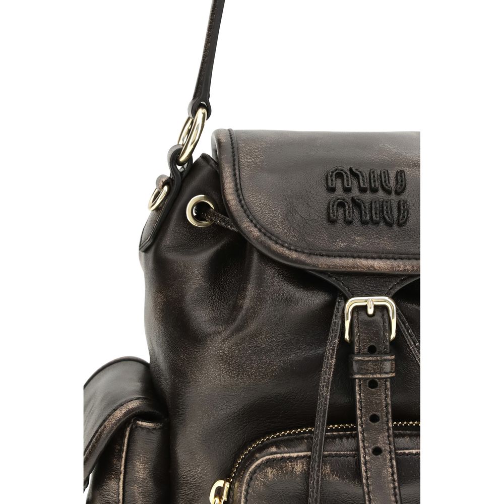 Sac à dos Miu Miu en cuir de veau marron