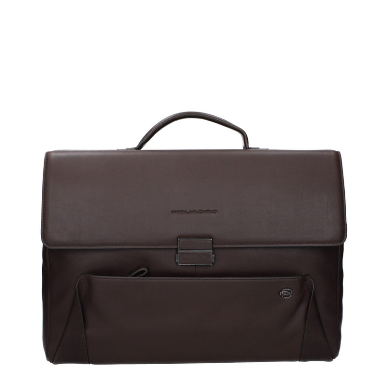 Piquadro Brown Leather Business and Laptop Bag