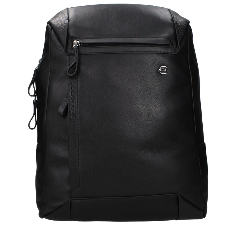 Piquadro Black Leather Backpack - Stylish & Functional