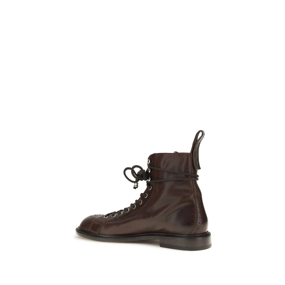Versace Black Calf Leather Bos Taurus Lace-Up Boots