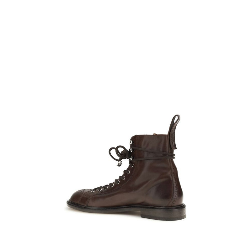 Versace Black Calf Leather Bos Taurus Lace-Up Boots