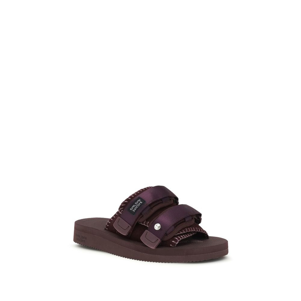 Forte_Forte Purple Polyester Strap-On Sandals for Women