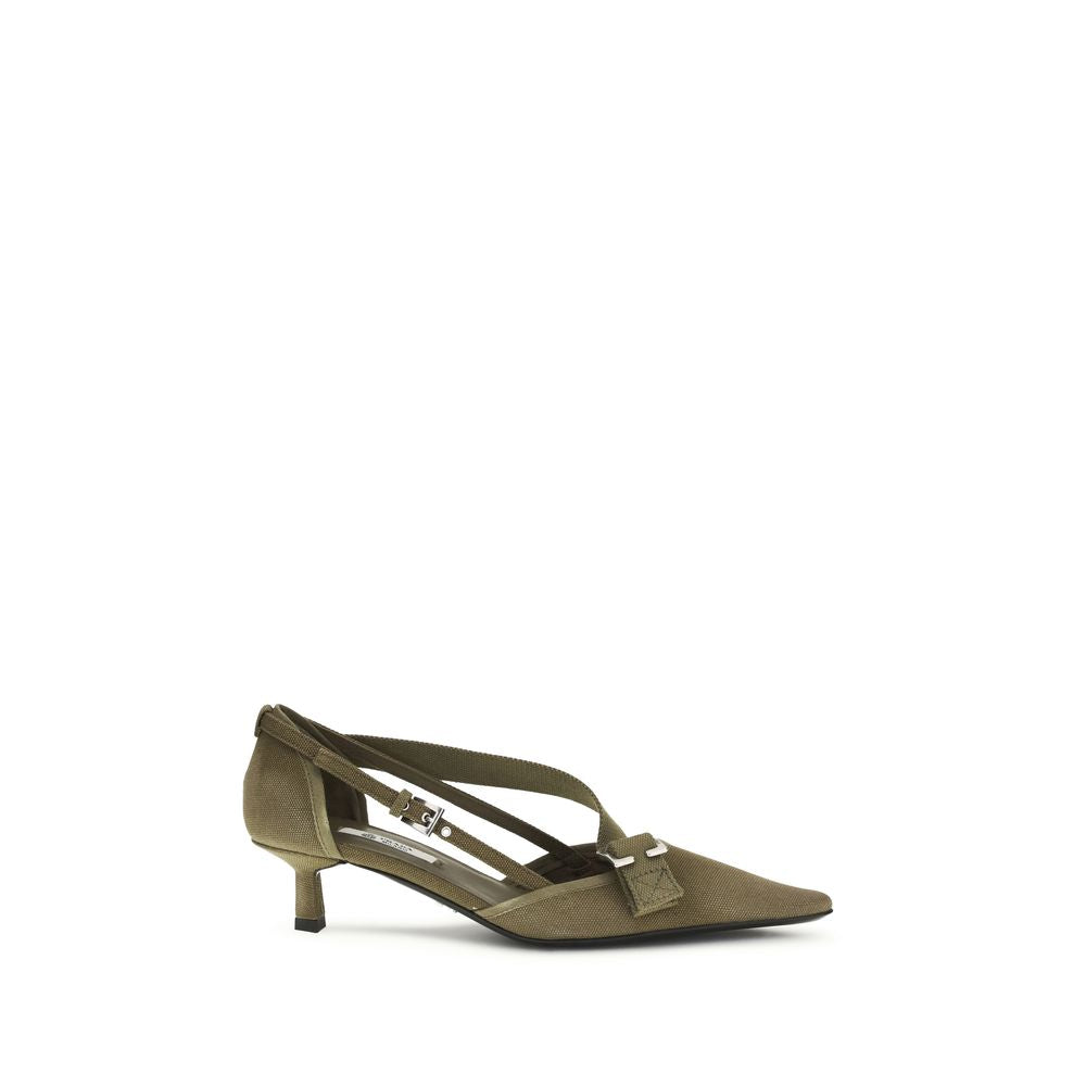 Prada Bicolor Cotton Mid Heel Pumps for Women