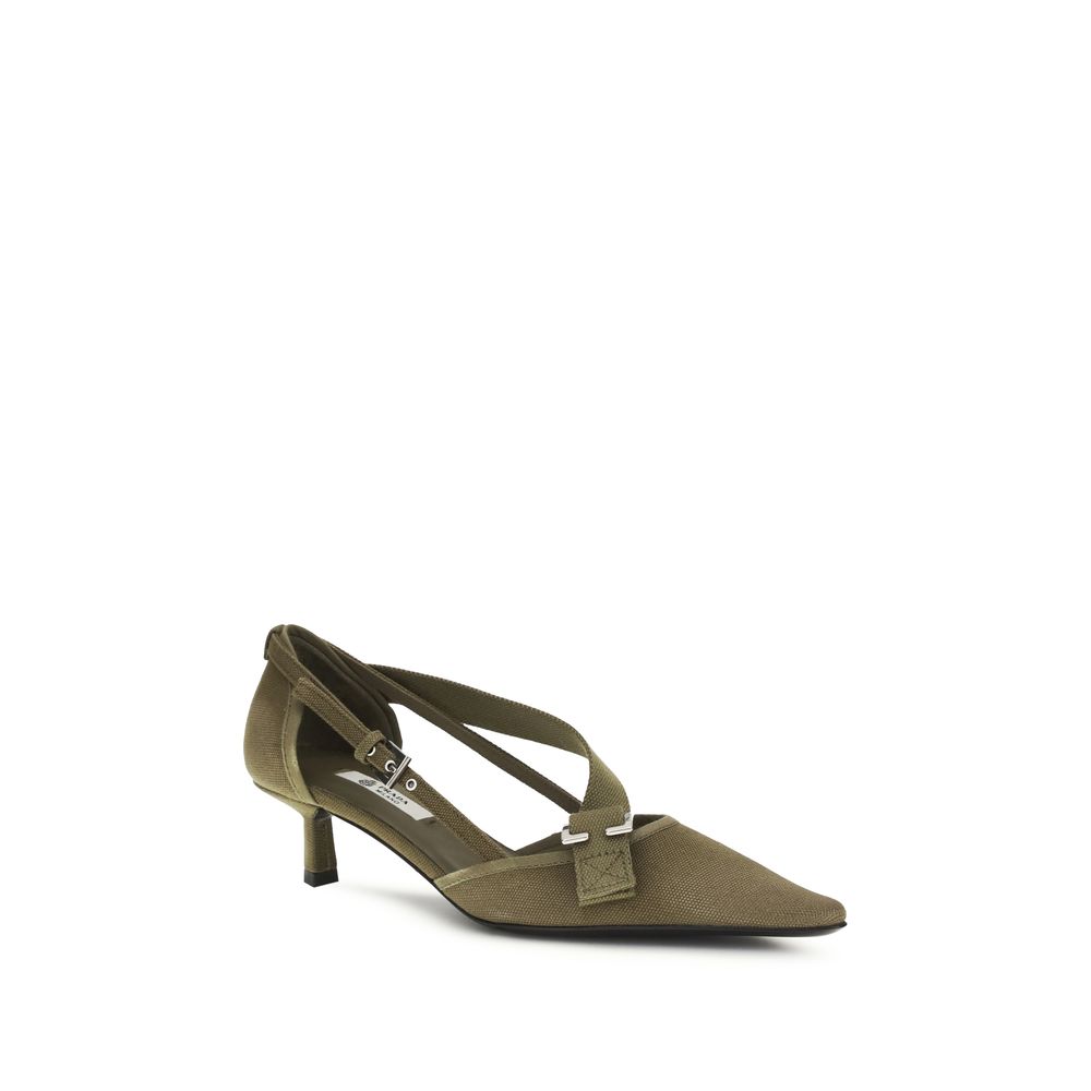 Prada Bicolor Cotton Mid Heel Pumps for Women