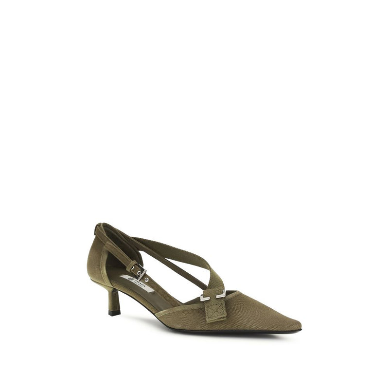 Prada Bicolor Cotton Mid Heel Pumps for Women