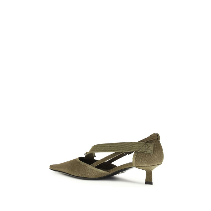Prada Bicolor Cotton Mid Heel Pumps for Women
