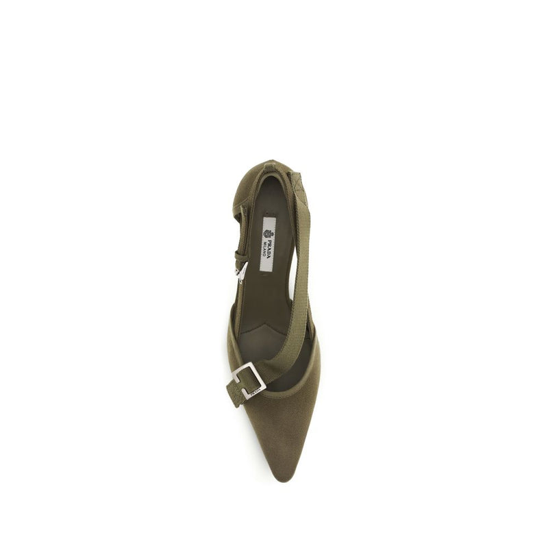 Prada Bicolor Cotton Mid Heel Pumps for Women