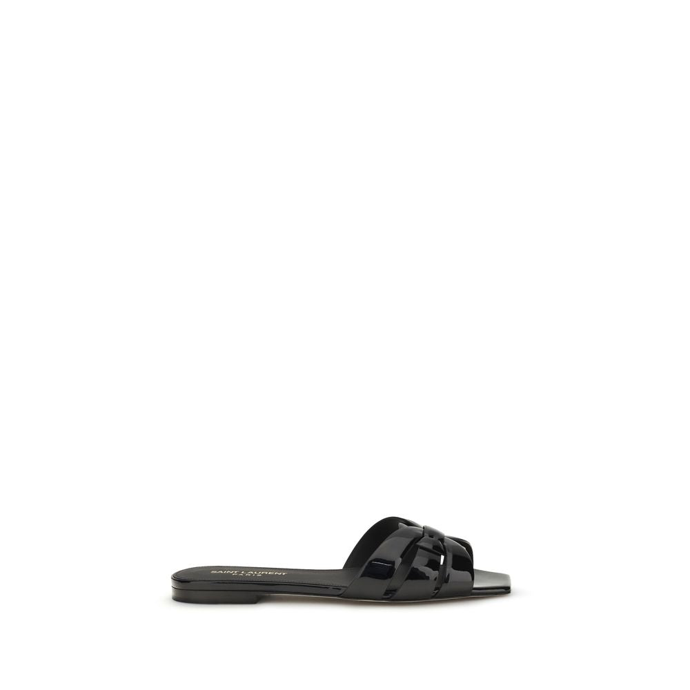 Ballerines Saint Laurent en cuir de veau noir Bos Taurus