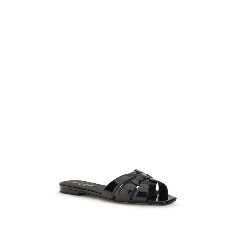 Saint Laurent Black Calf Leather Bos Taurus Ballet Flats