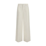 7FOR White Cotton Casual Pants for Women