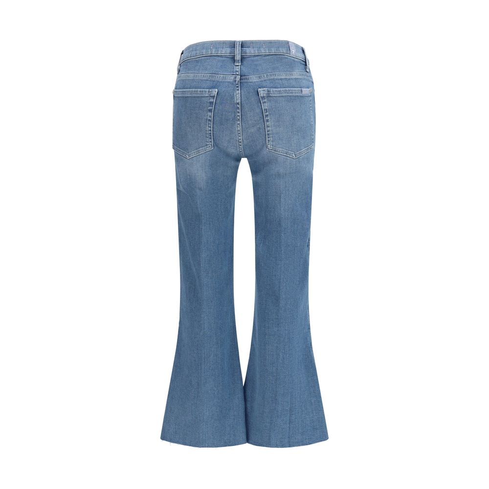 7FOR Blue Cotton Flared Jeans - Modern Denim Style