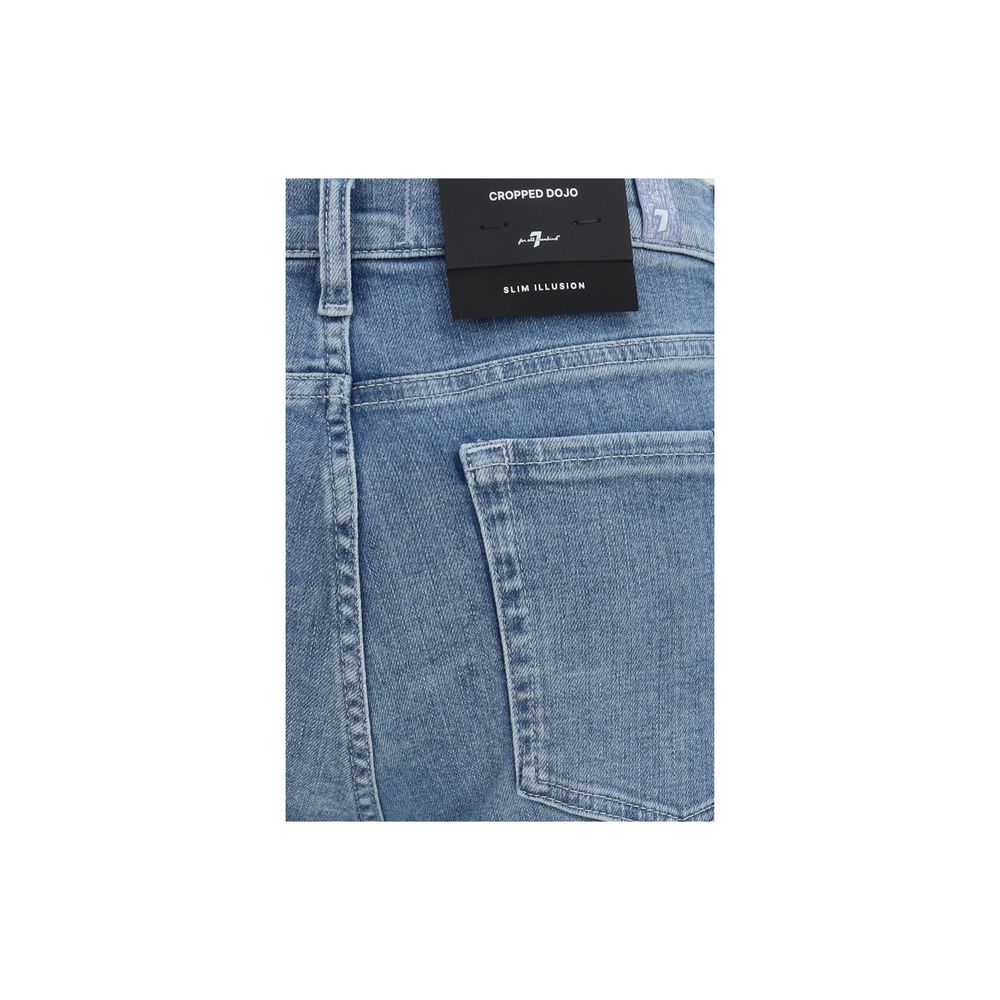 7FOR Blue Cotton Flared Jeans - Modern Denim Style