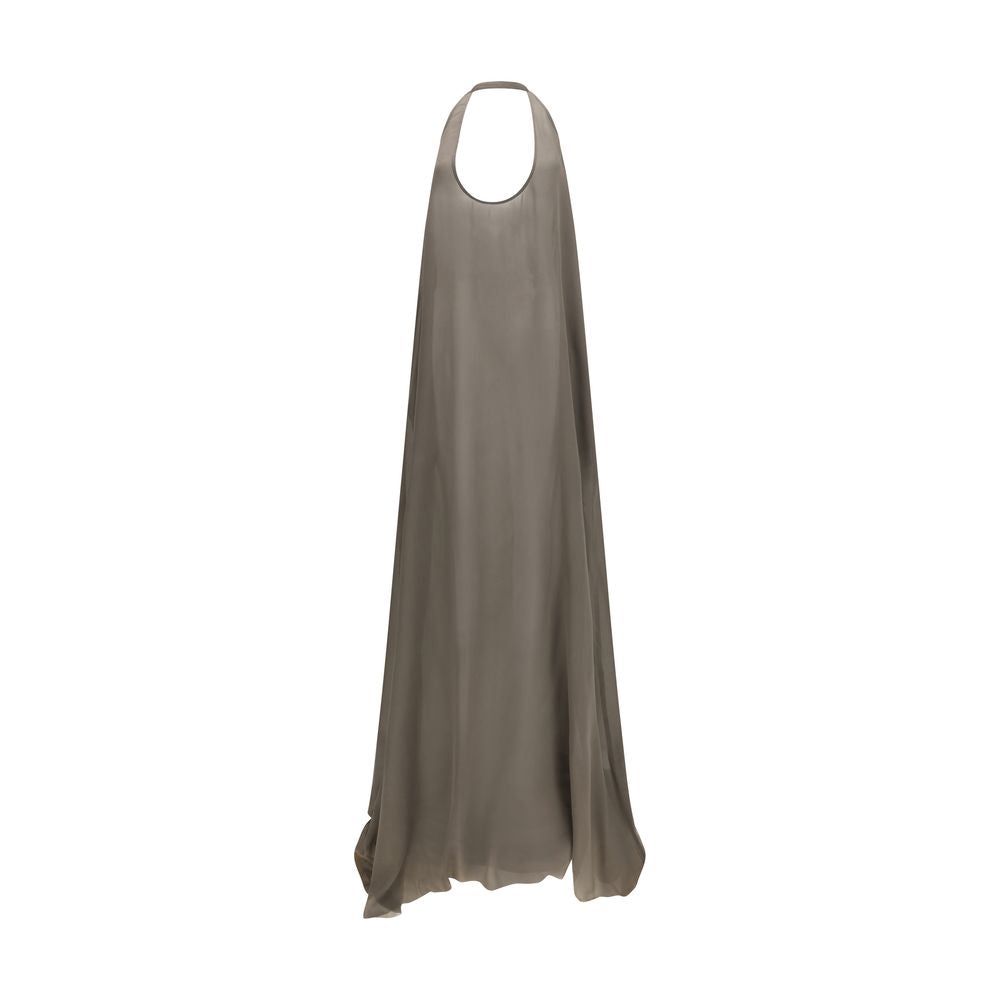 Rick Owens Haltar Gray Silk Georgette Casual Dress
