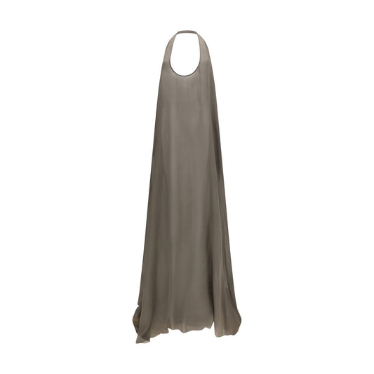 Rick Owens Haltar Gray Silk Georgette Casual Dress