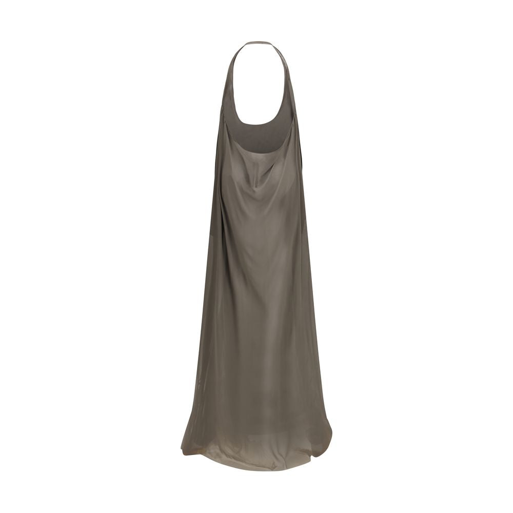Rick Owens Haltar Gray Silk Georgette Casual Dress
