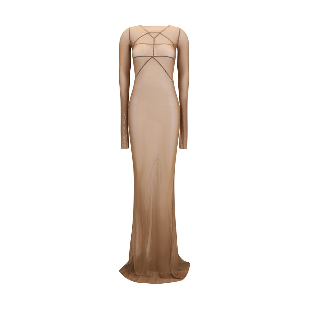 Rick Owens Brown Polyamide Long Sleeve Casual Dress