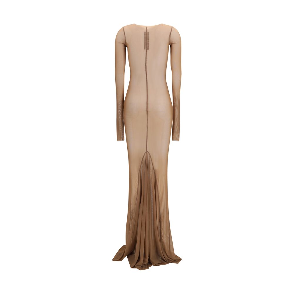 Rick Owens Brown Polyamide Long Sleeve Casual Dress