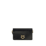 PINKO Love Click Soft Horizontal Mini Black Goatskin Shoulder Bag