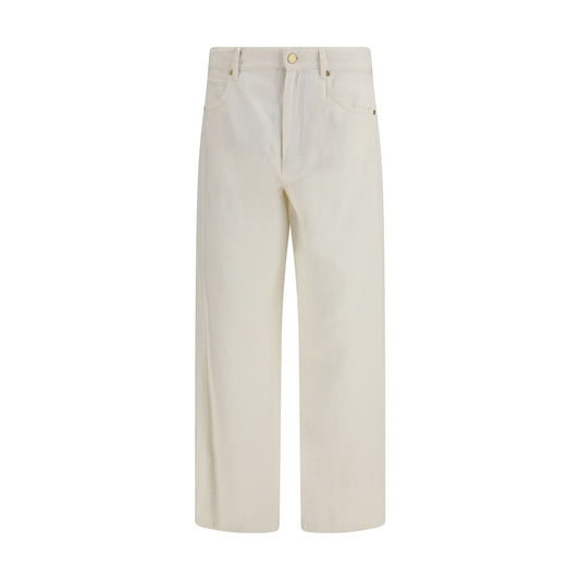 Pantalon décontracté en coton beige 'S Max Mara