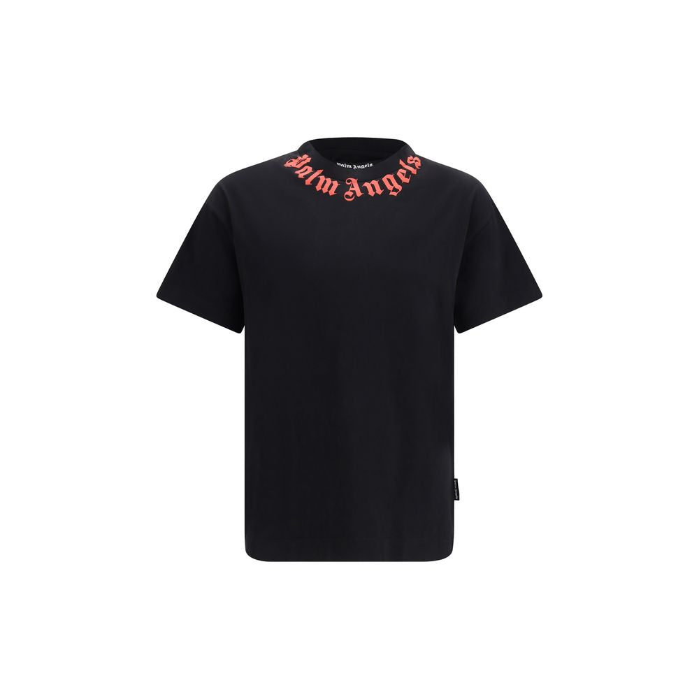 Palm Angels Black Cotton T-Shirt - Neck Logo Design