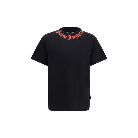 Palm Angels Black Cotton T-Shirt - Neck Logo Design