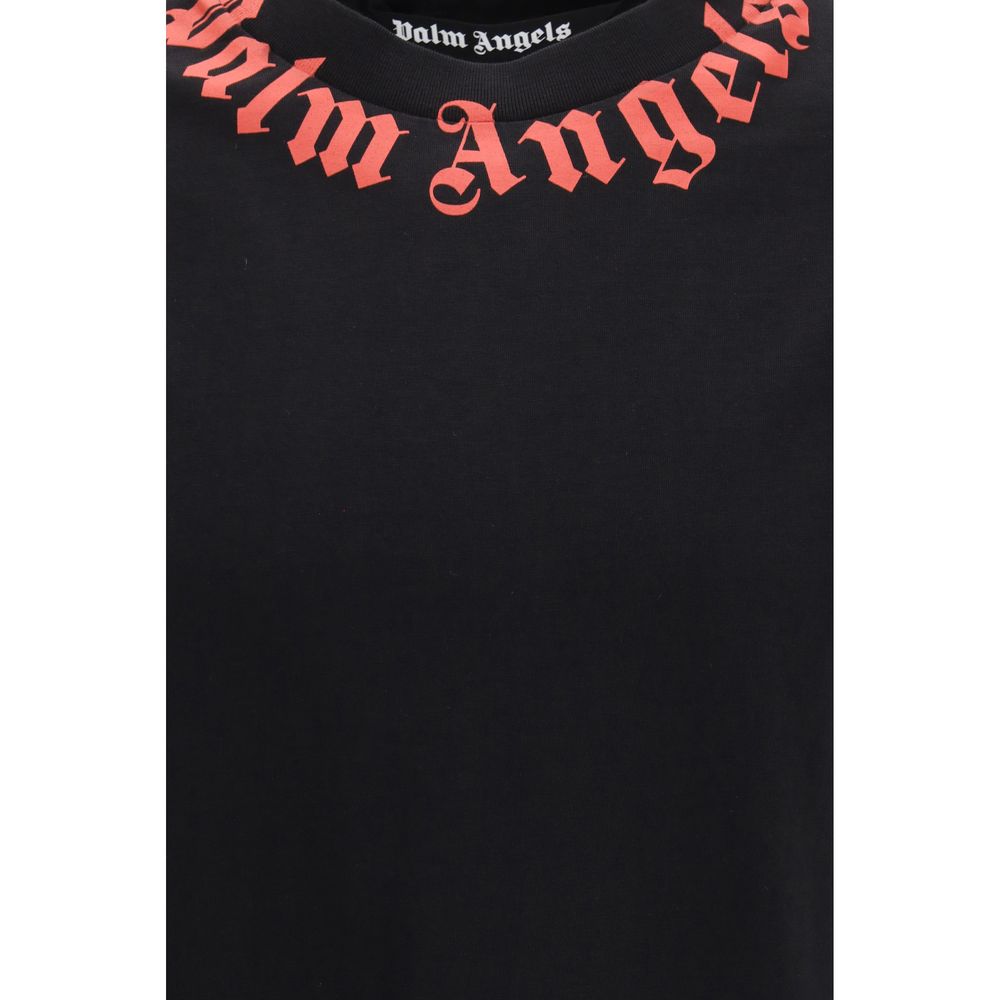 Palm Angels Black Cotton T-Shirt - Neck Logo Design