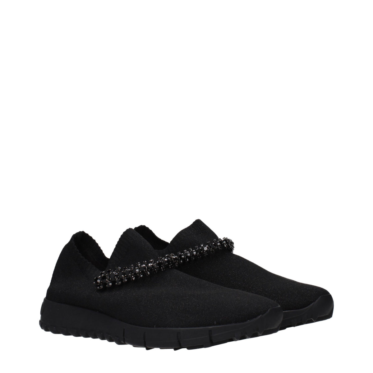 Jimmy Choo Black Fabric Slip-On Loafers for Women