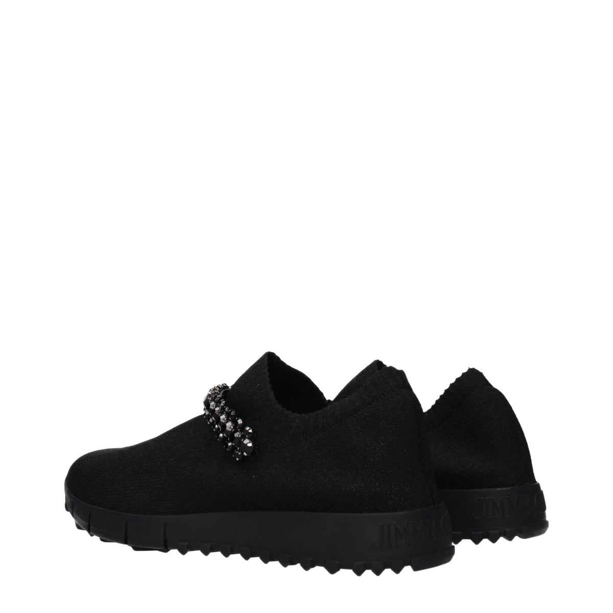 Jimmy Choo Black Fabric Slip-On Loafers for Women