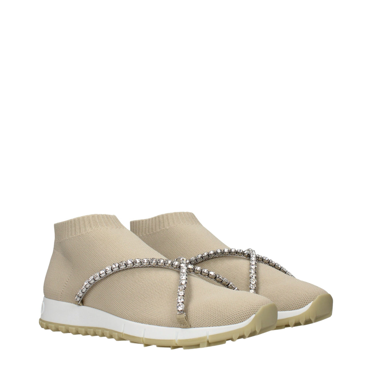 Jimmy Choo Beige Fabric Slip-On Loafers for Women