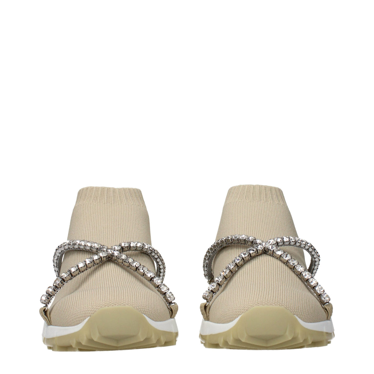Jimmy Choo Beige Fabric Slip-On Loafers for Women