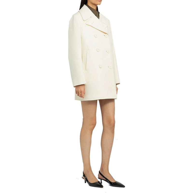 Manteau en laine blanc Prada